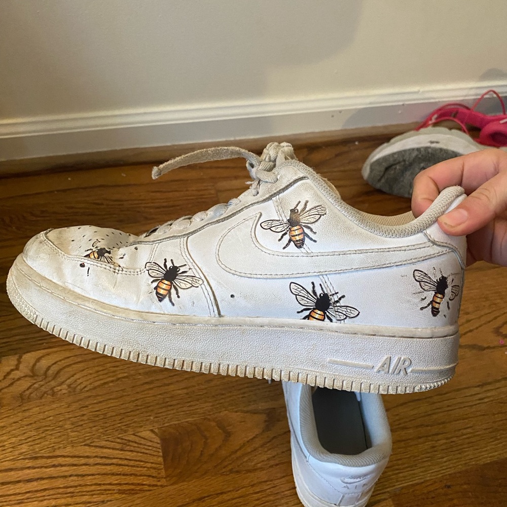 Custom air forces, bumble bees. Used, but still have plenty of wear left!